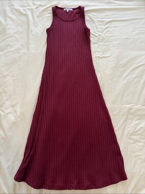 Velvet Torch Ribbed Midi Dress - Wine